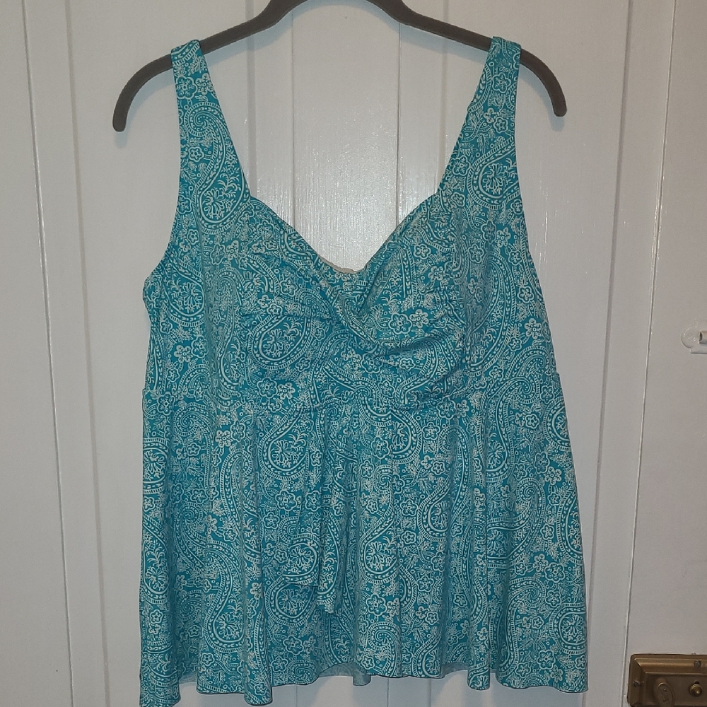 NWOT Lands' End Turquoise Paisley Swim Top
